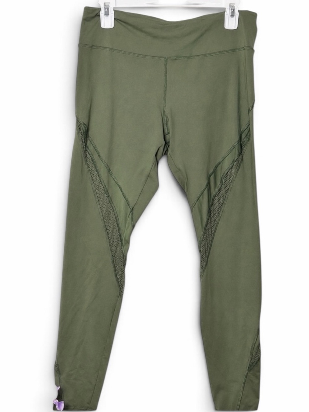 Forever 21 Olive Green Leggings with Mesh Detail Size Large